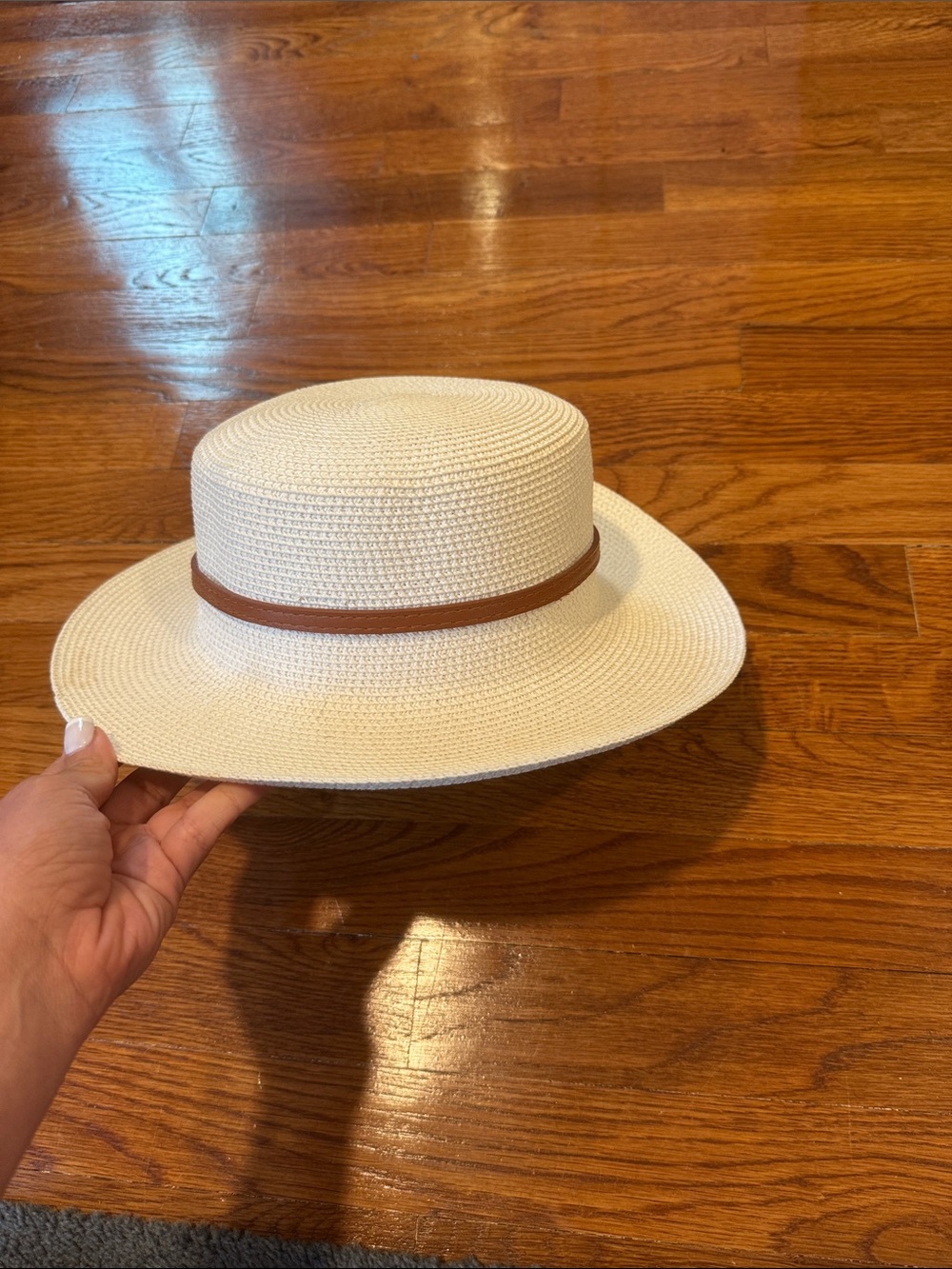 Prada Cream Straw Fedora with Brown Leather Band - Picture 4 of 5
